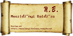 Meszlényi Balázs névjegykártya